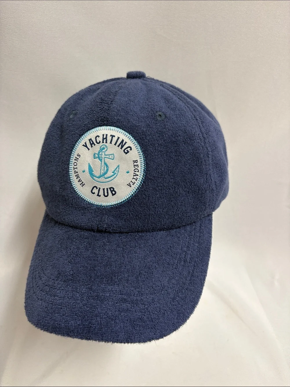 NWT ANTHROPOLOGIE Yachting Club Terry Strapback Hat Navy One Size